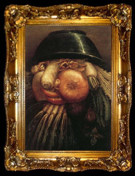 framed  Giuseppe Arcimboldo Vegetables in a Bowl or The Vegetable Gardener, ta009-2
